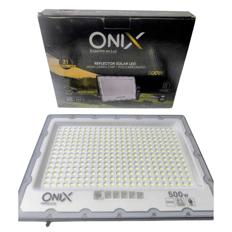 REFLECTOR SOLAR ONIX 500W/6500K HIGH LUMEN CHIP POLICARBONATO + PANEL SOLAR ONIX 30W/5VDC